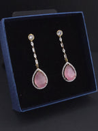 Gold Teardrop CZ Dangle Earrings | Elegant Wedding Jewelry