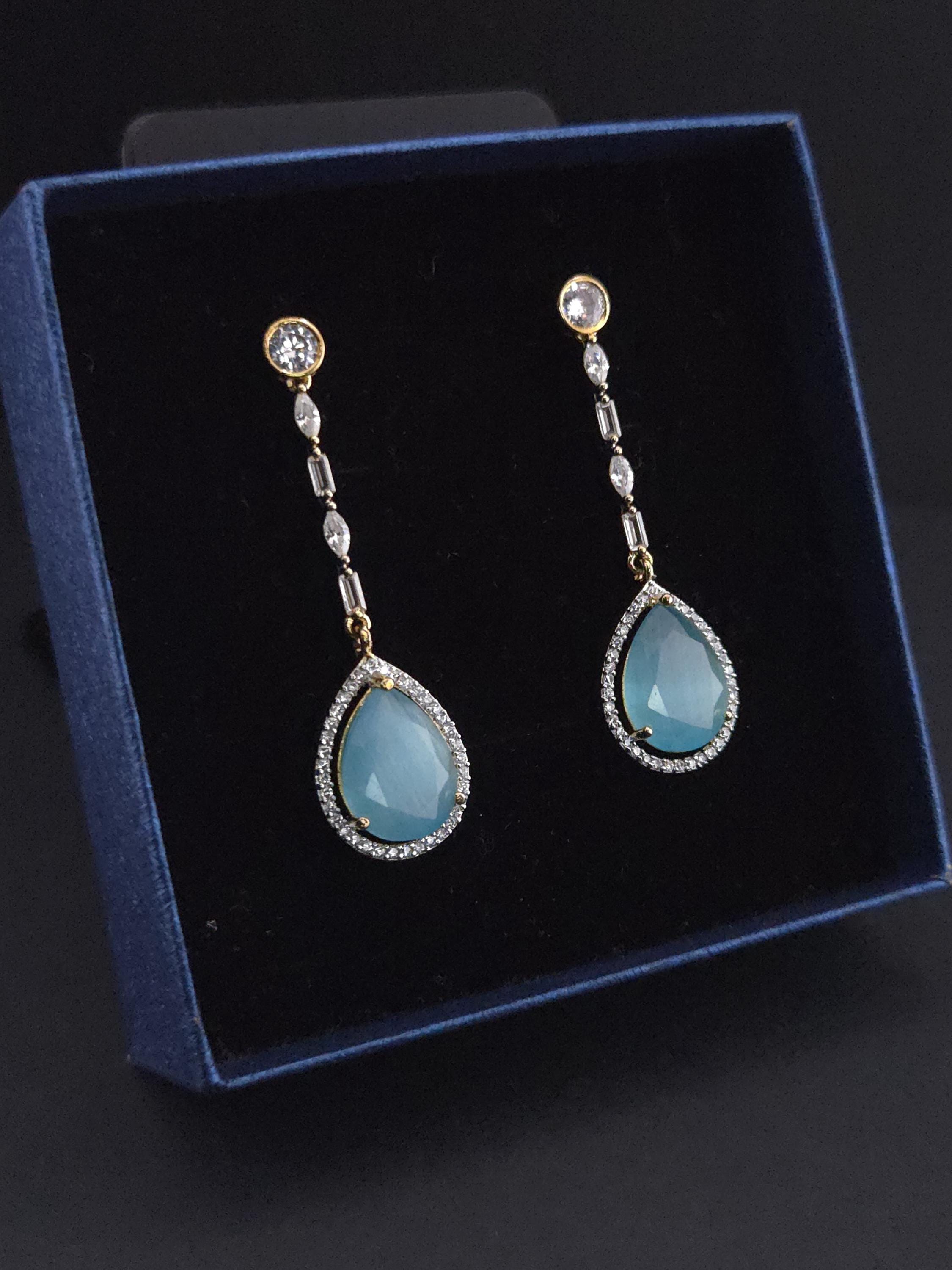 Gold Teardrop CZ Dangle Earrings | Elegant Wedding Jewelry