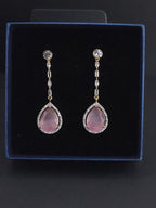 Gold Teardrop CZ Dangle Earrings | Elegant Wedding Jewelry
