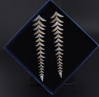 Long Leaf CZ Drop Earrings | Gold Silver Plated Statement Bridal Jewelry