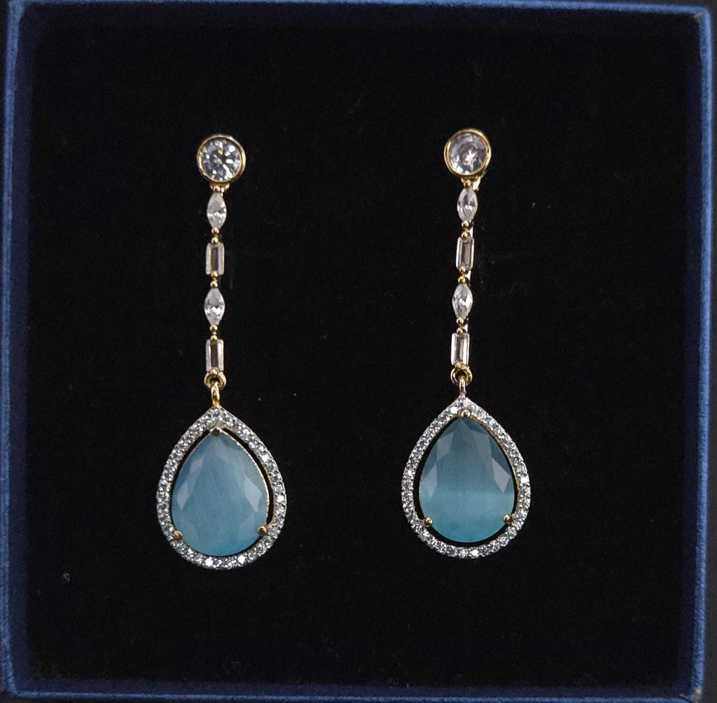 Gold Teardrop CZ Dangle Earrings | Elegant Wedding Jewelry
