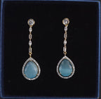 Gold Teardrop CZ Dangle Earrings | Elegant Wedding Jewelry