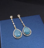 Gold Teardrop CZ Dangle Earrings | Elegant Wedding Jewelry