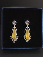 Marquise CZ Drop Statement Earrings, Silver Tone Brass, Bridal Party Wear