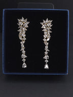 Gold Plated CZ Teardrop Dangle Earrings, Statement Jewelry