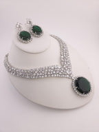 Yellow Citrine CZ Statement Necklace Set Luxury Statement Bridal Jewelry Sona