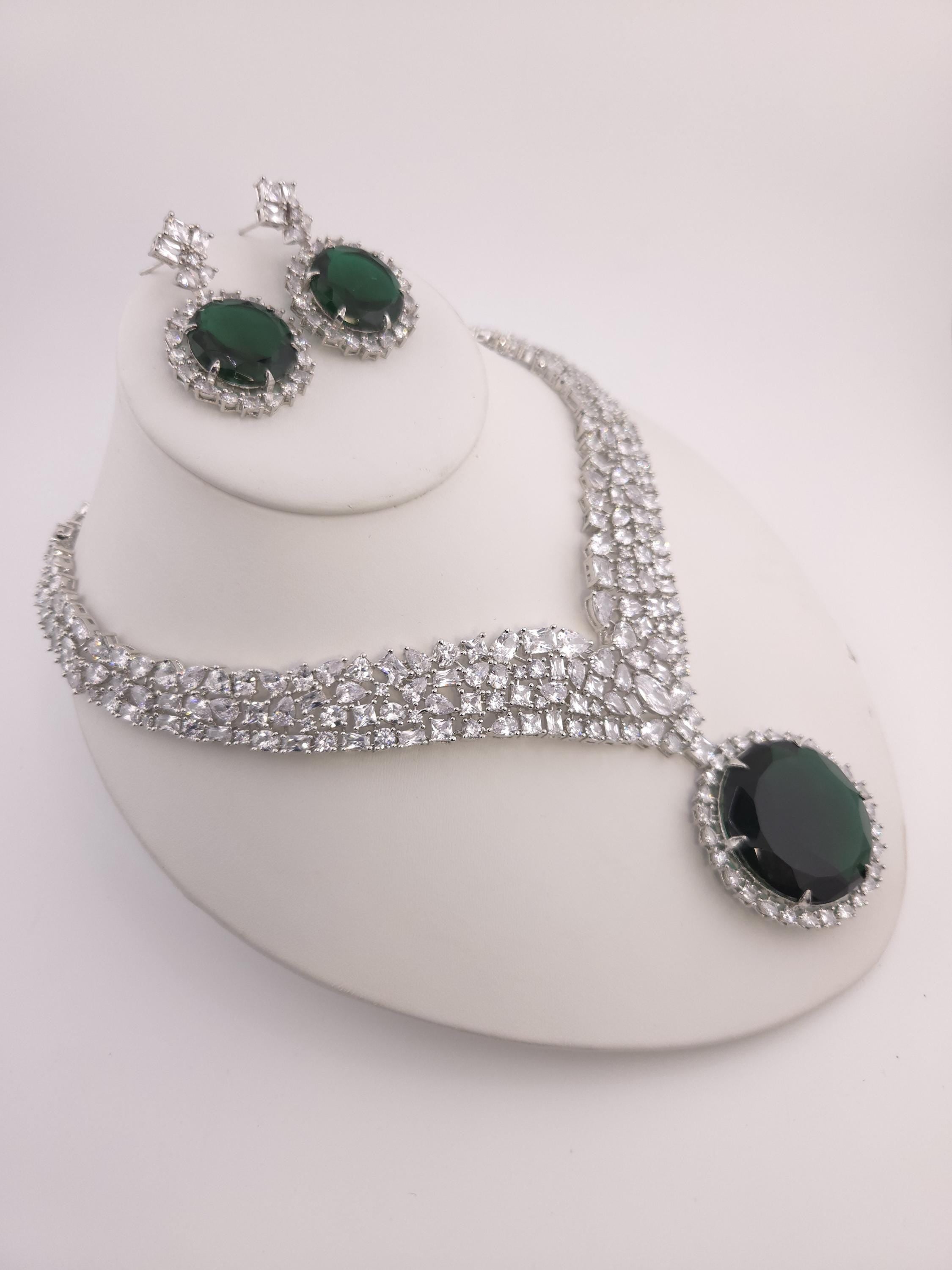 Yellow Citrine CZ Statement Necklace Set Luxury Statement Bridal Jewelry Sona