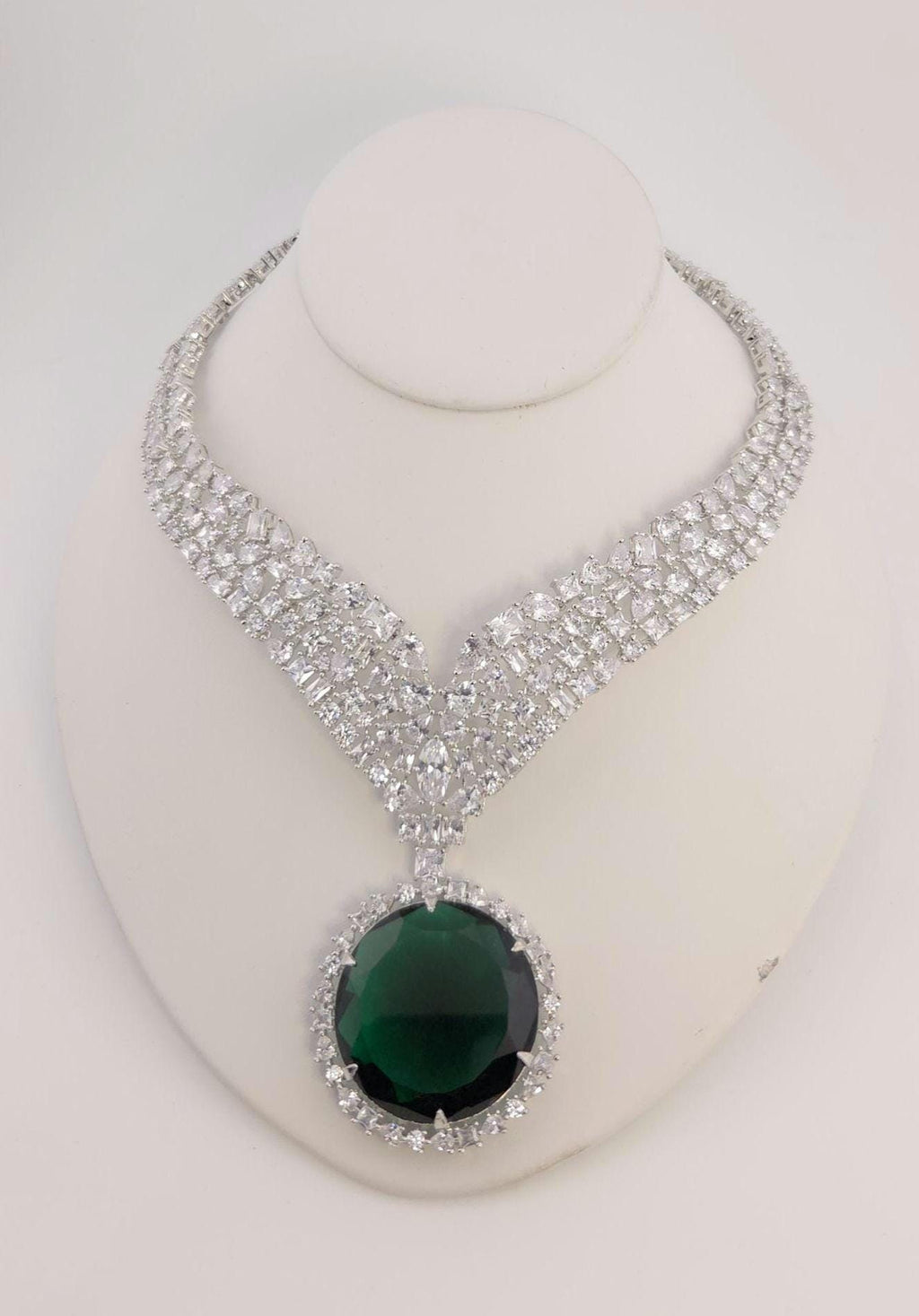 Yellow Citrine CZ Statement Necklace Set Luxury Statement Bridal Jewelry Sona