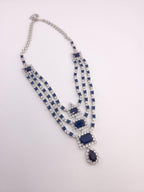 Blue CZ Bridal Jewelry Set | Silver Layered Necklace & Earrings