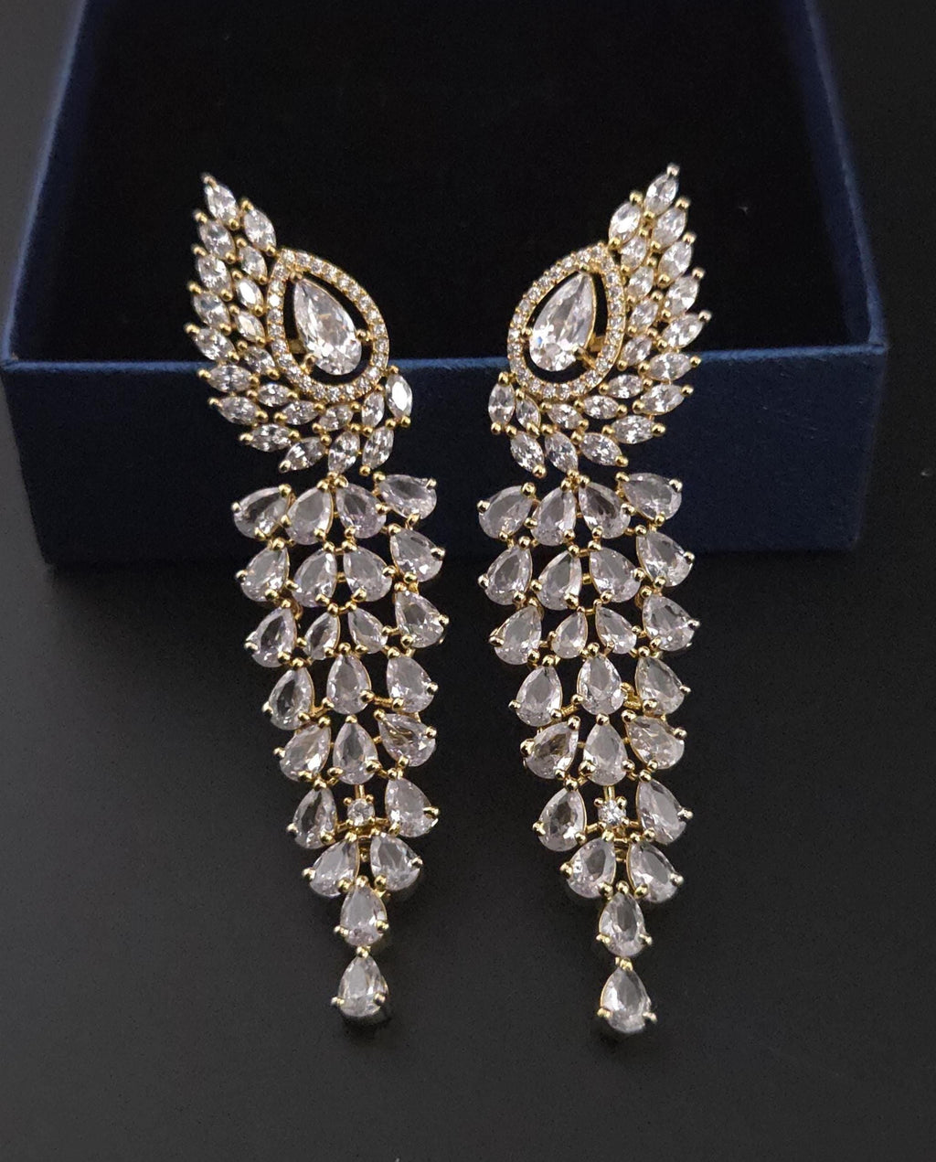 Crystal Chandelier Earrings | Bridal Wing Drop, CZ Jewelry