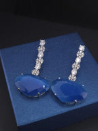Heart CZ Drop Earrings | Silver Tone Bridal Jewelry