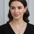 Triangle CZ Pendant Necklace Set | Silver Geometric Jewelry Gift