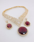 Ruby Red Stone CZ Choker Necklace Set – Gold Plated Indian Bridal Jewelry