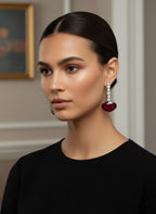 Heart CZ Drop Earrings | Silver Tone Bridal Jewelry