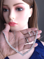 CZ necklace and earrings set in silver – lightweight wedding jewelry for brides and bridesmaids