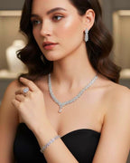 American Diamond Bridal Jewelry Set – Necklace, Earrings, Bracelet, Ring