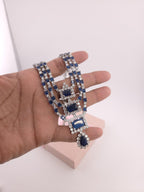 Blue CZ Bridal Jewelry Set | Silver Layered Necklace & Earrings