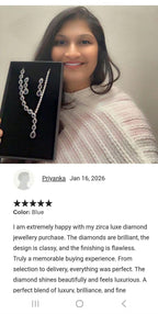 Teardrop CZ Y Necklace & Earring Set | Silver Plated | Silver, Blue & Yellow