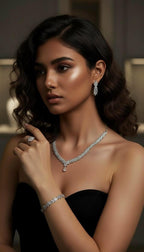 American Diamond Bridal Jewelry Set – Necklace, Earrings, Bracelet, Ring