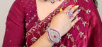 Statement CZ Openable Cuff Bracelet – Adjustable Bridal Wedding Kada, Gold, Multicolor or Magenta