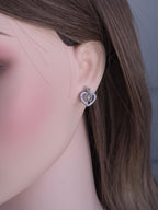 Heart CZ Pendant Necklace & Earrings Set – Pink or Clear, Silver Tone