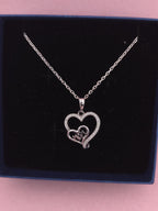 Sterling Silver Mom Heart Necklace with Cubic Zirconia, Minimalist Jewelry