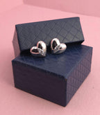 Sterling Silver Heart Stud Earrings with Cubic Zirconia | Minimalist Everyday Jewelry