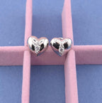 Sterling Silver Heart Stud Earrings with Cubic Zirconia | Minimalist Everyday Jewelry