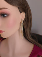 Gold CZ Multi-Strand Dangle Earrings – Bridal Statement Drops