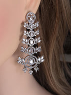Emerald Green & Clear CZ Chandelier Earrings | Silver Bridal Statement Drops