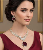 Ruby Red Stone CZ Choker Necklace Set – Gold Plated Indian Bridal Jewelry