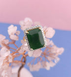Gold Finish Emerald Cut CZ Statement Ring | Adjustable Indian Cocktail Ring