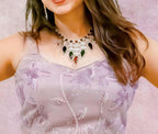 Multicolor CZ Statement Necklace & Earrings Set – Bridal Wedding Jewelry
