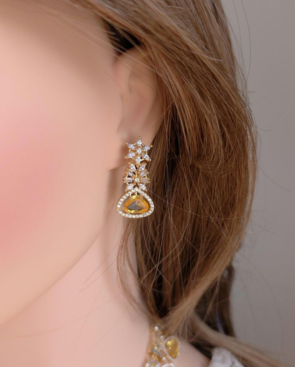 CZ Teardrop Necklace Set Multicolor Indian Bridal Jewelry Gulnar