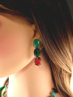 Multicolor Oval CZ Necklace & Earrings Set – Bold Statement Jewelry for Women