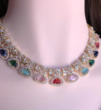 CZ Teardrop Necklace Set Multicolor Indian Bridal Jewelry Gulnar