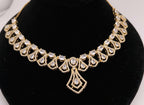 Geometric Teardrop Necklace Set | Gold Plated CZ Festive Wedding Jewelry