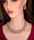 Gold Plated CZ Crescent Drop Necklace Set | Indian Wedding Bridal Jewelry