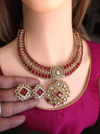 Royal Bridal Moissanite Kundan Collar Necklace Set | Indian Wedding Statement Jewelry