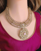 Royal Bridal Moissanite Kundan Collar Necklace Set | Indian Wedding Statement Jewelry