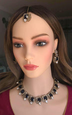 Moissanite Kundan Bridal Necklace Set – Statement Indian Wedding Jewelry (Red, Green, Blue)