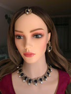 Moissanite Kundan Bridal Necklace Set – Statement Indian Wedding Jewelry (Red, Green, Blue)
