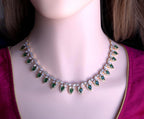 Emerald Green CZ Bridal Necklace Set – Gold Plated Wedding Jewelry Choker