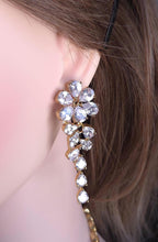 Gold Plated CZ Bridal Necklace Set, Floral Layered Statement Jewelry with Earrings