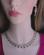 Emerald Green CZ Bridal Necklace Set – Gold Plated Wedding Jewelry Choker