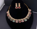 CZ Teardrop Necklace Set Multicolor Indian Bridal Jewelry Gulnar