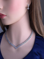 Elegant CZ drop earrings from silver necklace set – bridal jewelry by Zirca Luxe Jewels