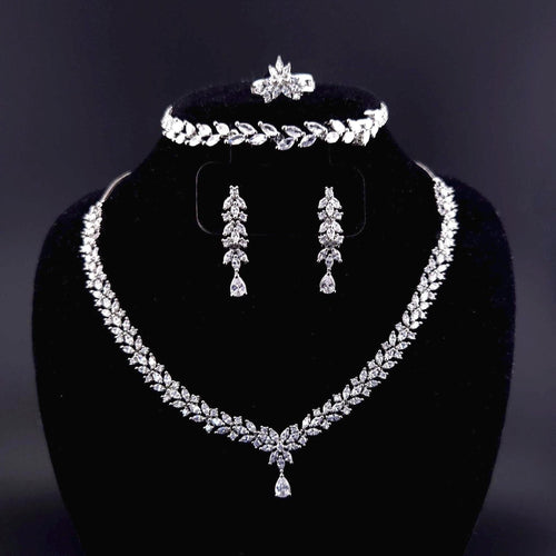 American Diamond Bridal Jewelry Set – Necklace, Earrings, Bracelet, Ring