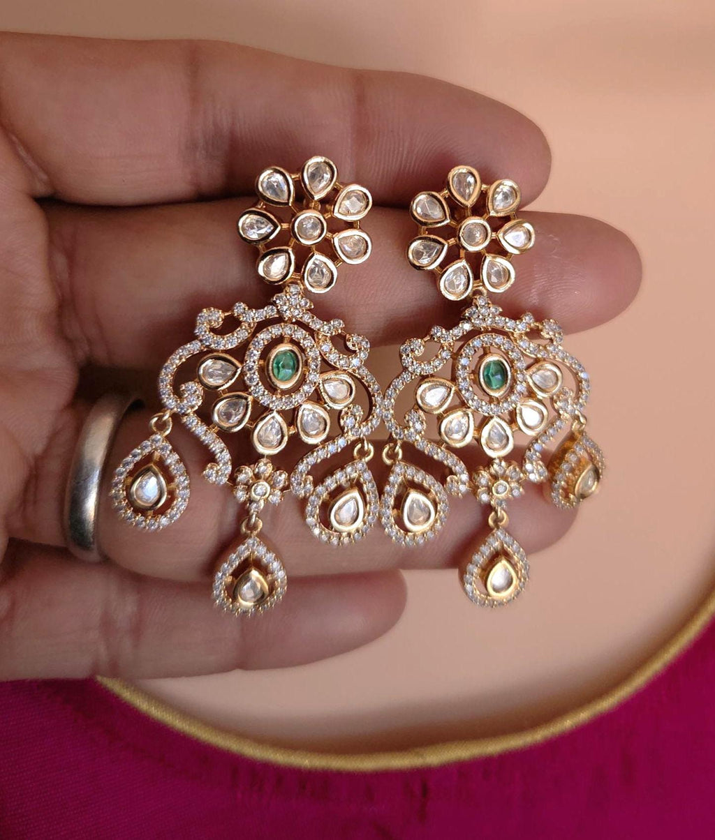 Heirloom Temple Moissanite Kundan Necklace Set – Bridal Jewelry (Green or Magenta)