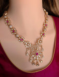 Heirloom Temple Moissanite Kundan Necklace Set – Bridal Jewelry (Green or Magenta)